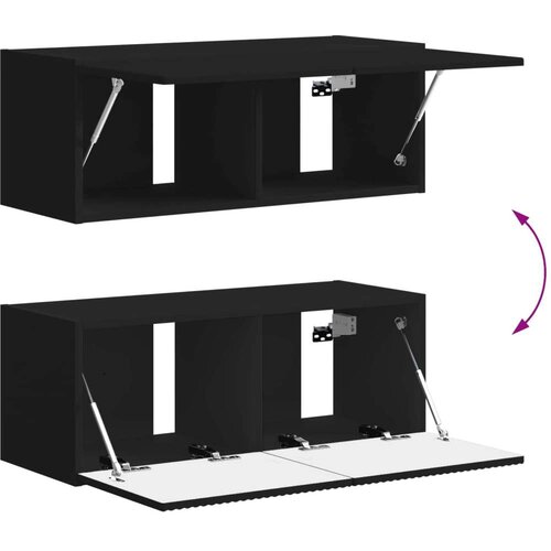  Set TV komoda Zidne 3 pcs Crna Konstruirano drvo Slike