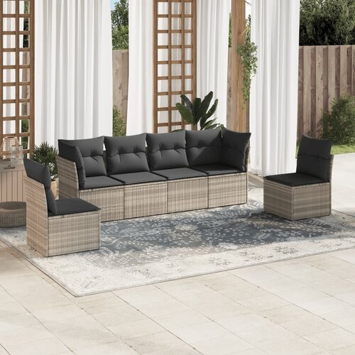 vidaXL 6-dijelni set vrtnih sofa od poliratana s jastucima svjetlosivi Cijene