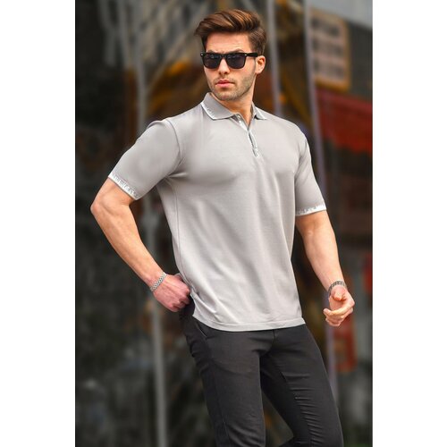 Madmext Gray Polo Neck Men's T-Shirt 6877 Cene