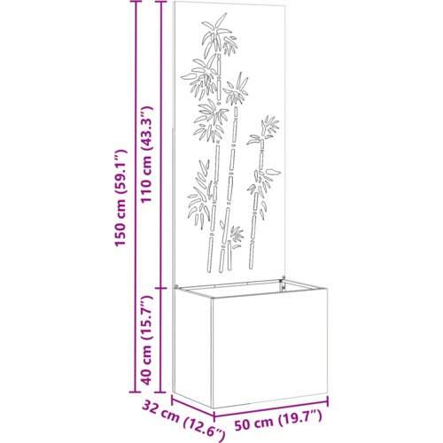 vidaXL Vrtni Sadič s Dekorativnom Pločom Crna 50 x 140 cm Cijene