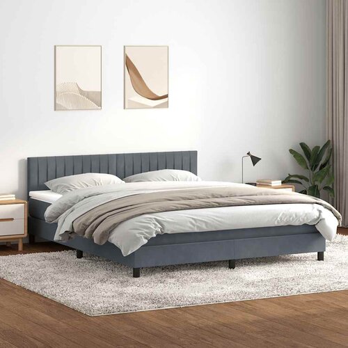 vidaXL Box Spring postelja z vzmetnico Temno siva 180x220 cm žamet Cene