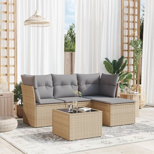 vidaXL 5-dijelni vrtni set sofa s jastucima bež od poliratana Cijene