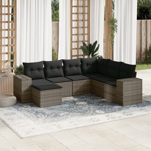 vidaXL 7-dijelni set vrtnih sofa sivi od poliratana Cijene