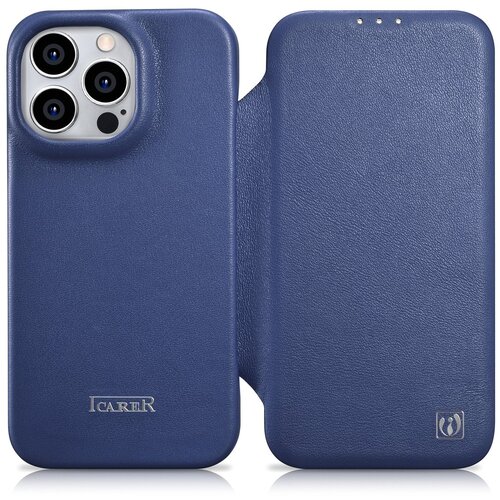 ICARER Usnjena torbica za iPhone 14 Pro z magnetnim zavihkom MagSafe CE Premium Leather mornarsko modra, (21522155) Cene
