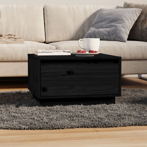 VidaXL Klubska mizica črna 55x56x32 cm trdna borovina Slike