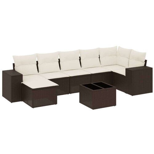 VidaXL 8-dijelni set vrtnih sofa s jastucima smeđi od poliratana Slike