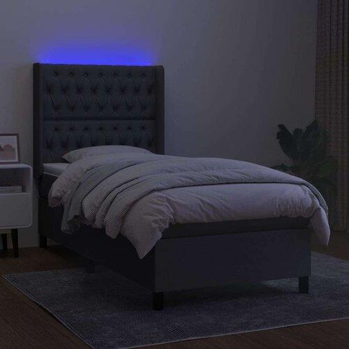  Box spring s madracem LED tamnosivi 90x190 cm tkanina Slike