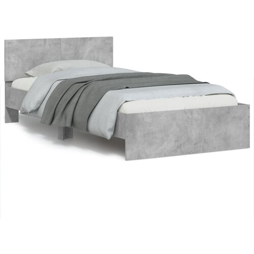 Maison Chic Postelja za odrasle - Posteljni Okvir z vzglavjem betonsko siv 100x200 cm inž. les, (22080641) Cene