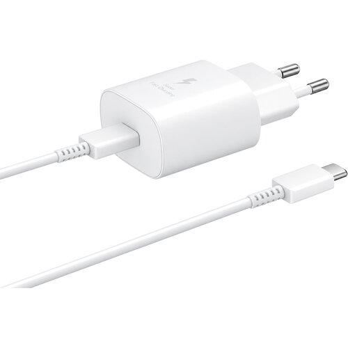 Samsung stenski polnilec z enim USB-C vhodom 25W in priloženim USB-C v USB-C kablom bele barve EP-TA800XWE Cene