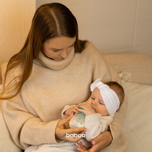 Baboo Anti-colic Glass Feeding Bottle Wide Neck steklenička za dojenčke 3m+ 250 ml Slike
