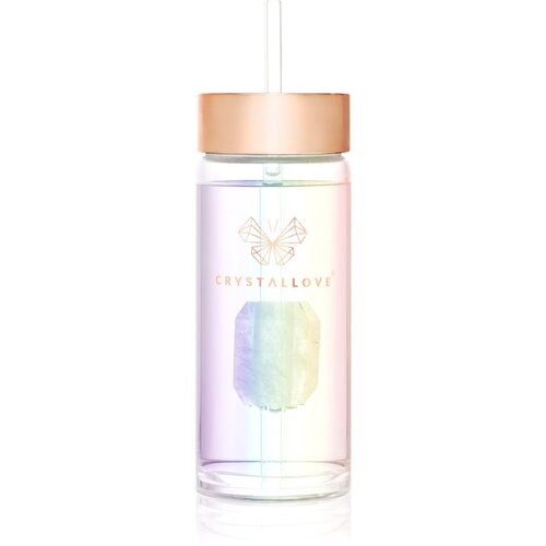Crystallove Clear Quartz Straw Water Bottle staklena boca za vodu sa slamkom Hologram 400 ml Slike