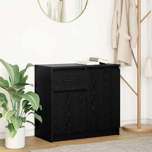 vidaXL Komoda s predalom črna hrast 71x35x65 cm inženirski les Cene
