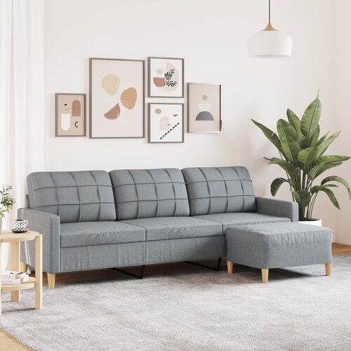 vidaXL Kavč trosed s stolčkom za noge svetlo siv 210 cm blago Cene