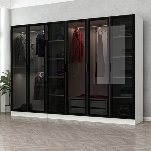 Woody Fashion Ormar Kale 270x190x52cm Bijelo-crni Cene
