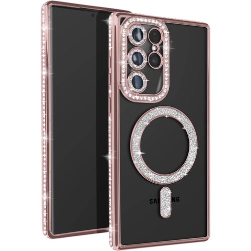 AVIZAR Diamantno ohi&scaron;je za Samsung Galaxy S23 Ultra MagSafe Contour Strass, &Scaron;ampanjec roza, (5000014527) Cene