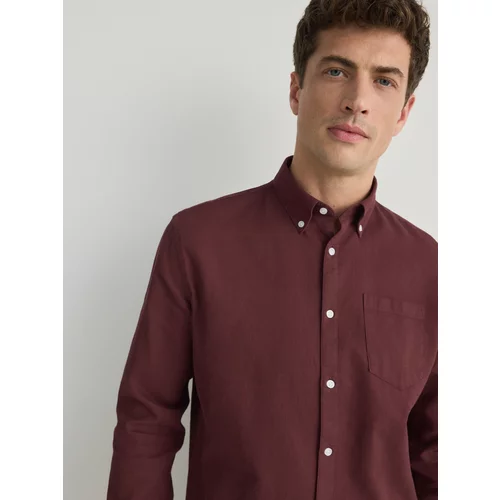 Reserved - Regular fit košulja od strukturirane tkanine - boja kestena