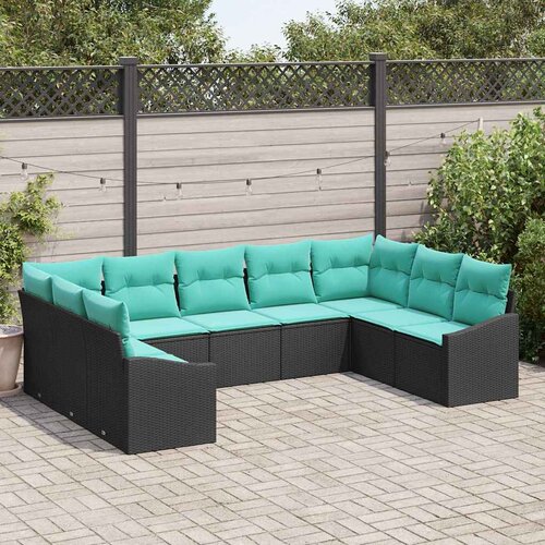  Set sofe 9 kom. Crna poliratan 289 x 178,5 x 85 cm Slike
