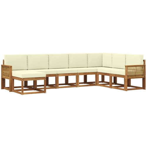 vidaXL Zunanja garnitura za sedenje z blazino 8 pcs Naravna in smetana, (5000280890) Cene