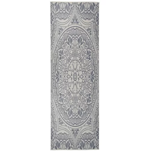 Vanjski tepih ravnog tkanja 80 x 250 cm plavi s uzorkom