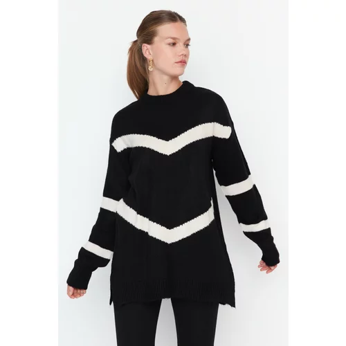 Trendyol Black Striped Soft Knitwear Sweater
