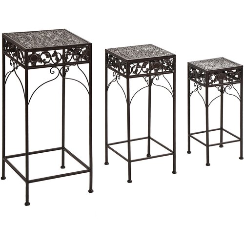 Outsunny Komplet 3 kosov stolčkov Classic Iron Plant Stand, BROWN, (20708470) Cene