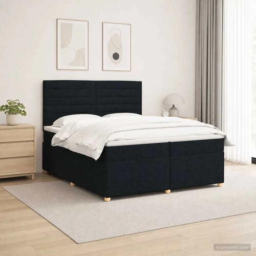  Boxspring krevet s madracem Crna 200 x 200 cm Tkanina - Crna 200 x 200 cm Dizajn linija Slike