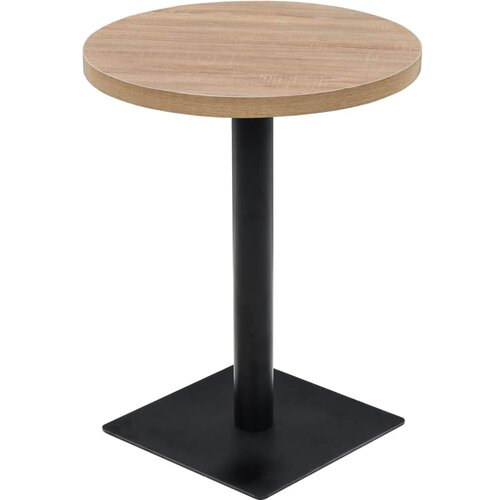 VidaXL Bistro miza mediapan in jeklo okrogla 60x75 cm barva hrasta Slike