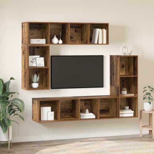 VidaXL Set TV komoda s pohranom 4 pcs Staro drvo Konstruirano drvo Slike