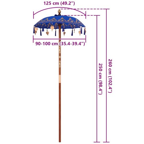  Baline&amp;scaron;ki Parasol Plava 125 x 125 x 260 cm Slike