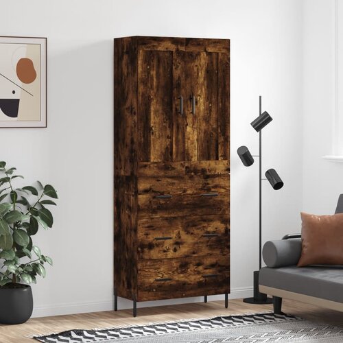 VidaXL Visoka komoda dimljen hrast 69,5x34x180 cm inženirski les Slike