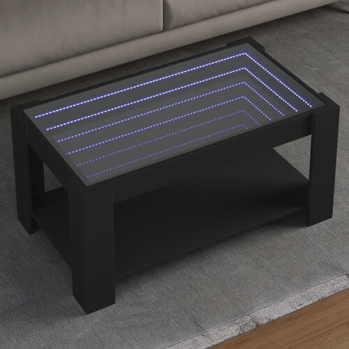 vidaXL Klubska mizica z LED diodami črna 93x53x45 inženirski les Cene
