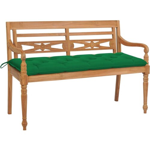 VidaXL Klop Batavia z zeleno blazino 150 cm trdna tikovina Slike