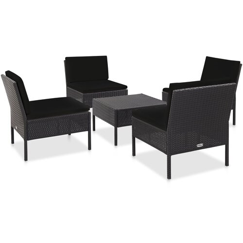 Poli 5-dijelni set vrtnih sofa od poliratana s jastucima crni Cijene