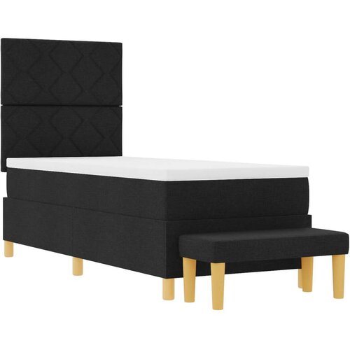 vidaXL Box Spring Krevet s Madracem i Klupom Crni 80x200 cm Tkanina Cene