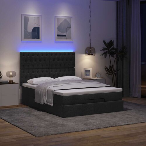 VidaXL Otomanski posteljni okvir z vzmetnico črn 140x200 cm blago Slike