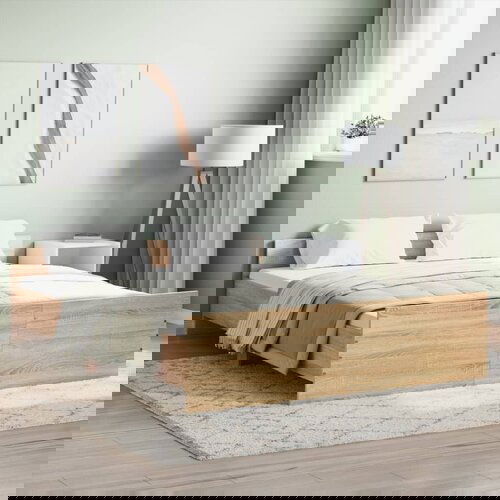  The Living Store Posteljni okvir z vzglavjem in vznožjem sonoma hrast 150x200 cm - Posteljni Okvir, (21448635) Slike