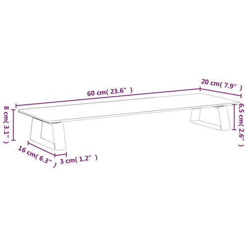  Za monitor crni 60x20x8 cm kaljeno staklo i metal Slike