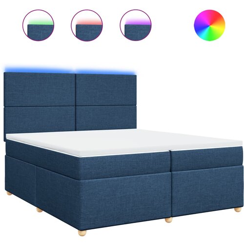 vidaXL Box spring postelja z vzmetnico modra 200x200 cm blago, (21305376) Cene