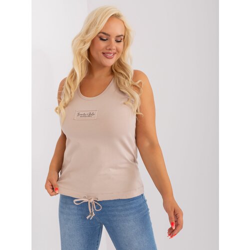 Fashion Hunters Women's cotton top of larger size in beige color Slike