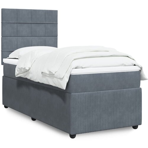 vidaXL Box spring postelja z vzmetnico temno siva 100x200 cm žamet Cene