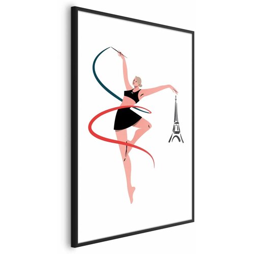  Plakat - Illustration of a Woman with a Ribbon - Artistic Gymnastics 60x90 Crni okvir Cene