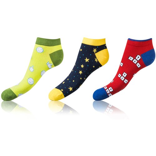 Bellinda CRAZY IN-SHOE SOCKS 3x - Modern colorful low crazy socks unisex - yellow - green - blue Slike