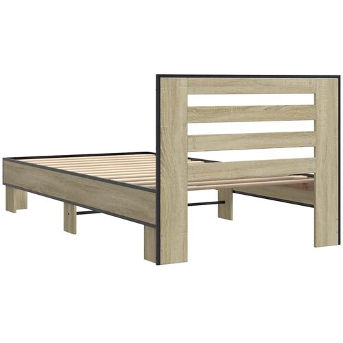  Okvir za krevet boja hrasta 75x190 cm konstruirano drvo i metal Smeđa 75 x 190 cm Slike