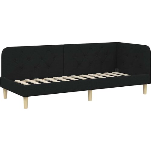  Kutni okvir kreveta s uzglavljem Crna 80 x 200 cm tkanina Slike