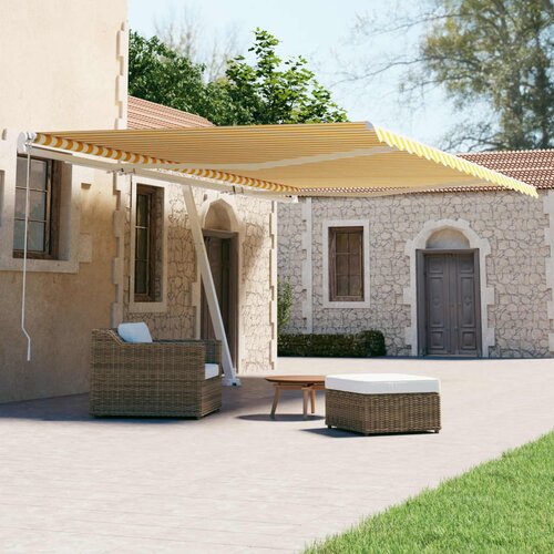 vidaXL Prostostoječa avtomatska tenda 600x300 cm rumena/bela Cene