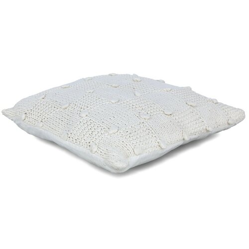 GIFTDECOR Ukrasni beli vuneni jastuk dve kvadrati sa tačkama 60x60cm Slike