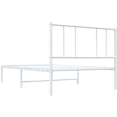  Metalni okvir za krevet s uzglavljem bijeli 107x203 cm Slike