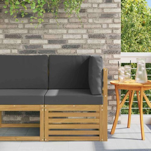 Vanjski kutni kauč Čvrsto drvo akacije Bijela - bijela i antracit kutna sofa Slike