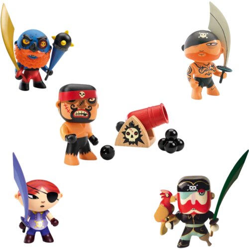 Djeco Komplet Arty Toys veliki - pirati Rick in top & Mary Scarlett & Sam Parrot & Soscar & Tatoo Cene