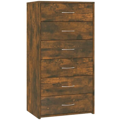 Maison Chic Komoda - Predalnik s 6 predali dimljeni hrast 50x34x96 cm konstruiran les, (21721010) Cene